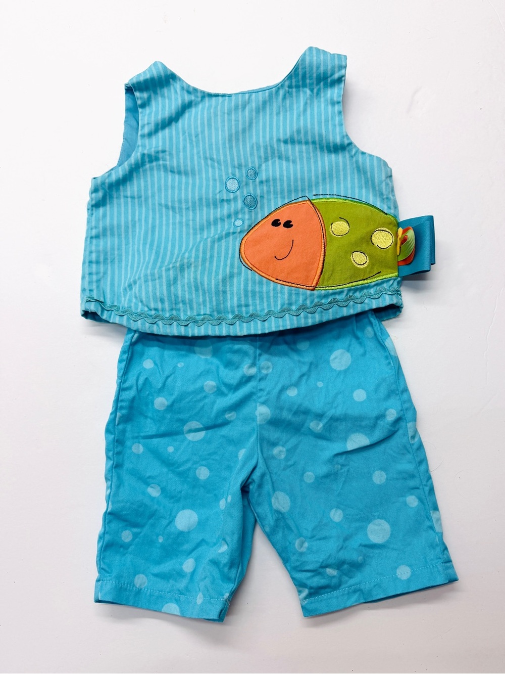 Vintage Austin & Ashley Aqua Fish Appliqué Two-Piece Tank Set